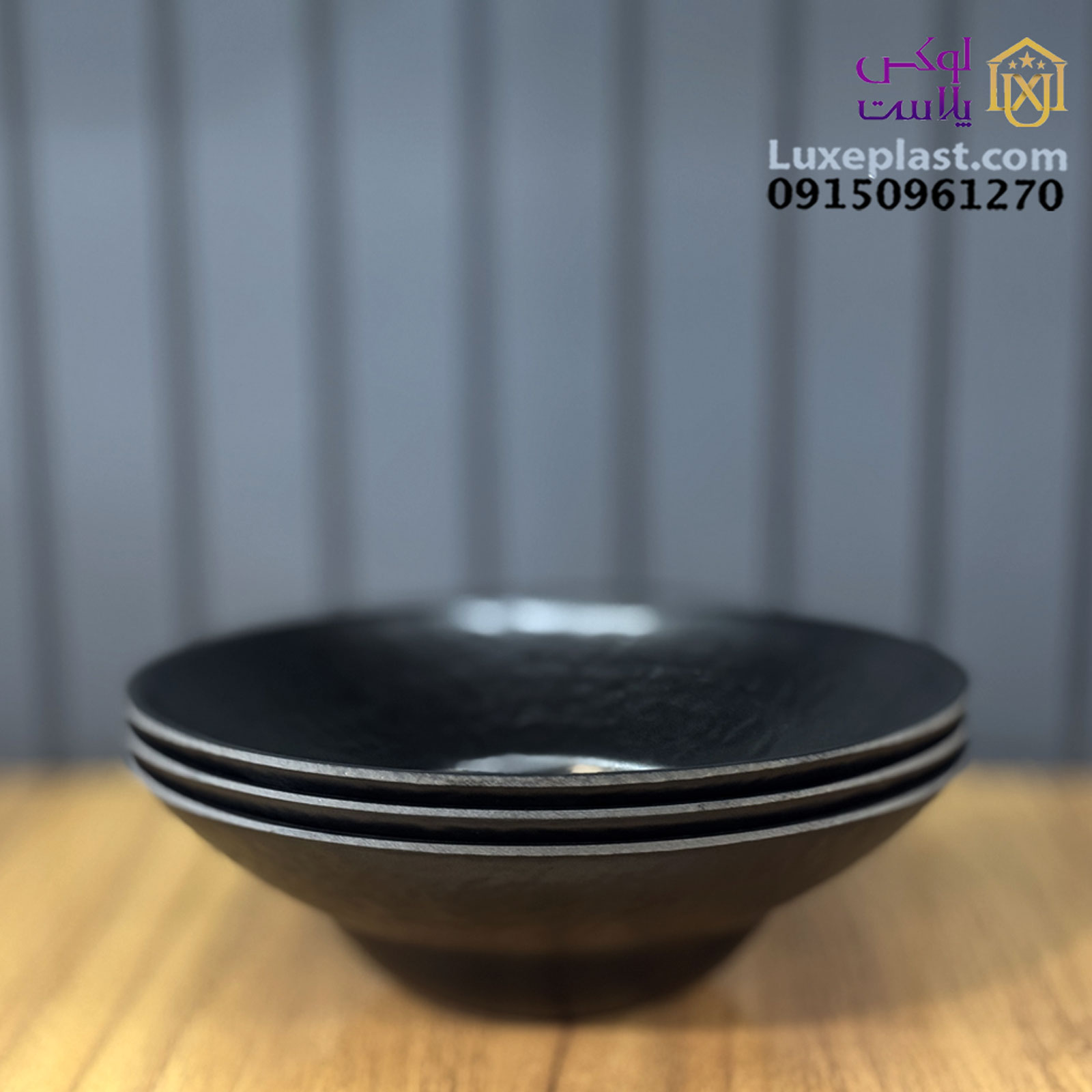 کاسه پاستا ملامین مشکی رستورانی کد 123