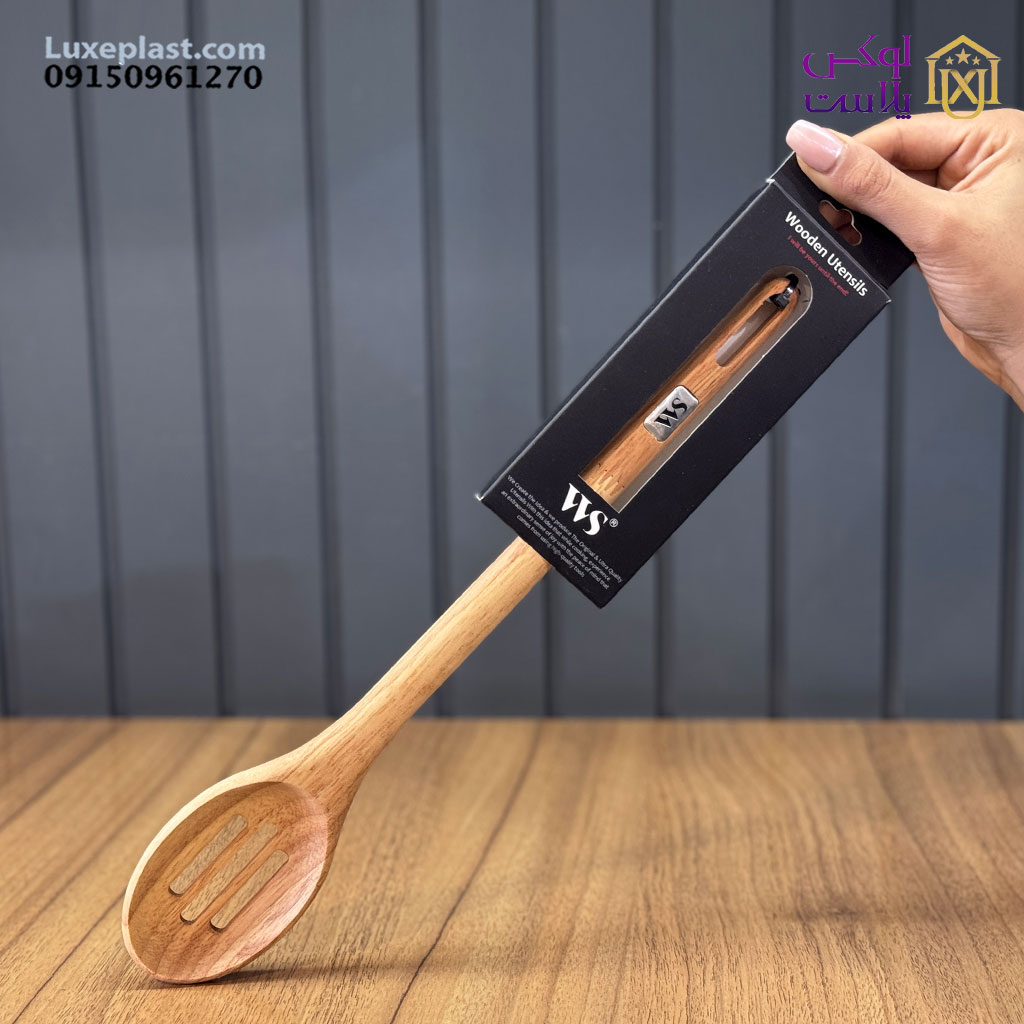 قاشق چوبی بیضی شیاردار ws کد 819
