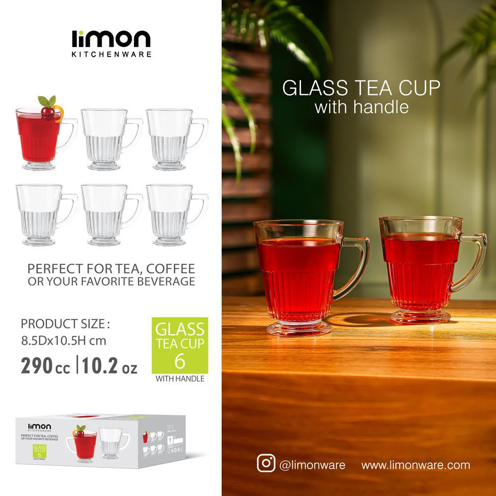 لیوان شیشه ای پایه دار شیاردار 290 سی سی لیمون کد 2485