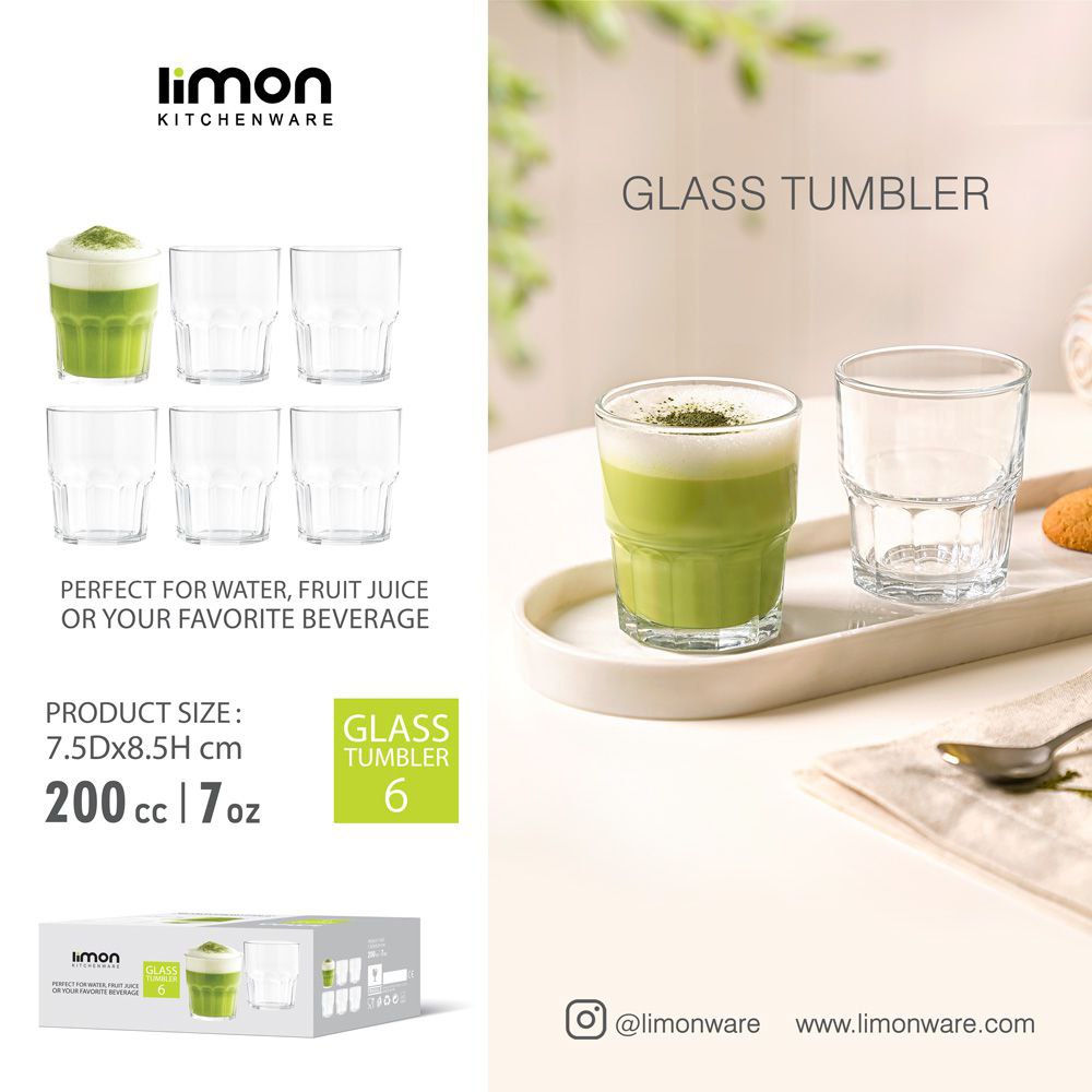 لیوان شیشه ای 200 سی سی لیمون کد 2483