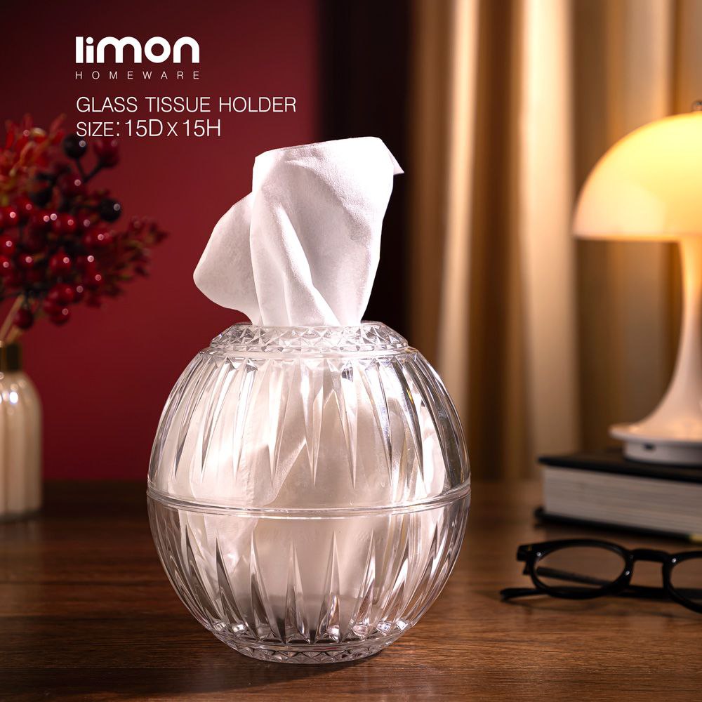 جا دستمال شیشه ای گرد کد 2489