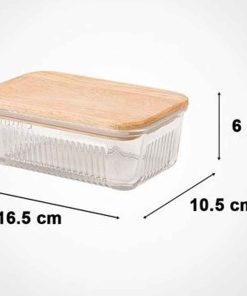 Alternative view of ظرف شیشه شیاردار درب چوبی 450 میل لیمون کد 2190