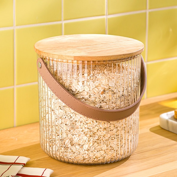 سطل شیاردار 3 لیتر درب چوبی لیمون کد 2472