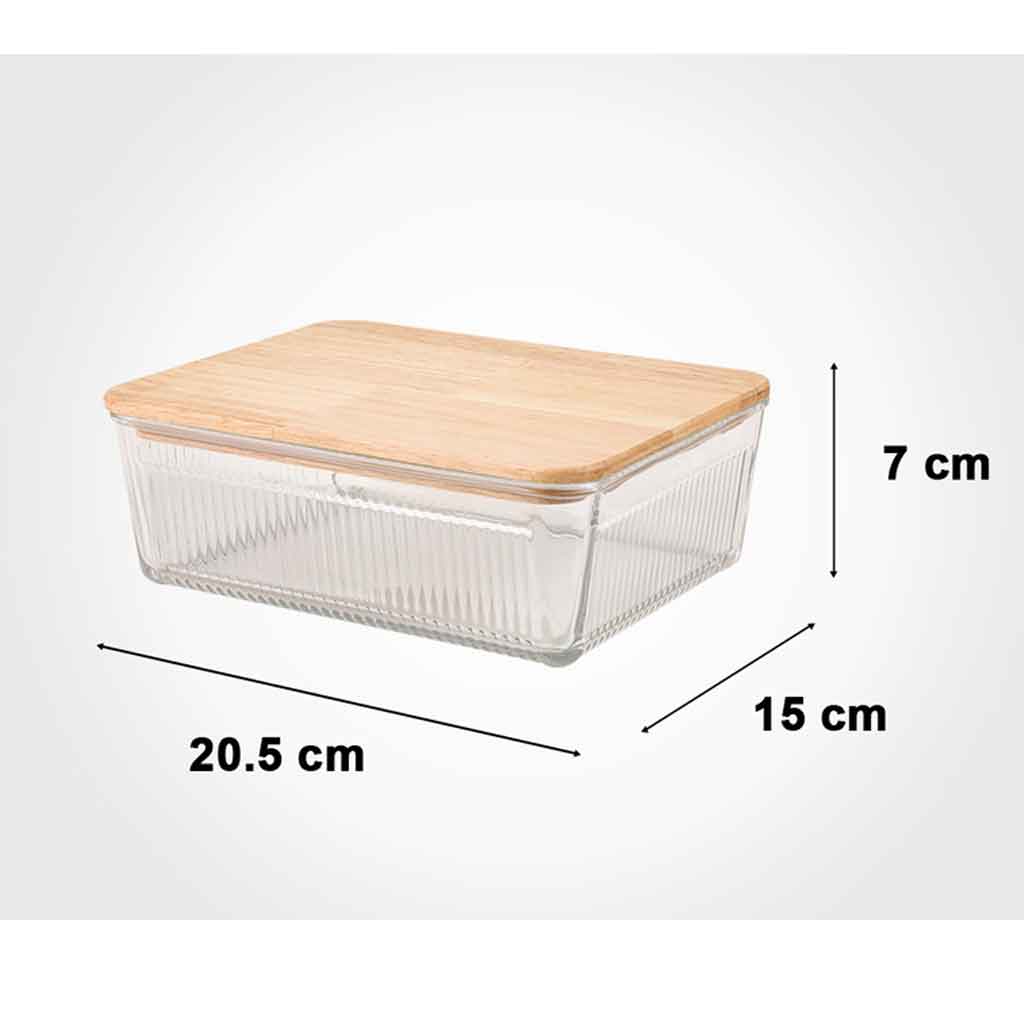 ظرف شیشه ای در چوبی 1.1 لیتر لیمون مدل شیاردار 2191 - Image 2