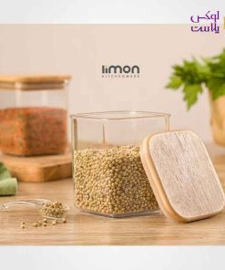 جا ادویه سارینا درب چوبی سایز کوچک کد 2199