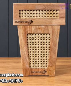 ست سطل و جادستمال کاغذی چوبی مدل حصیری 3949