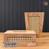 ست سطل و جادستمال کاغذی چوبی مدل حصیری 3949