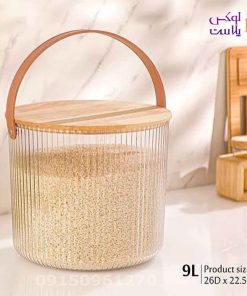 Alternative view of سطل شیاردار درب چوب 9 لیتر لیمون کد 2456