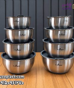 لگن استیل 4 پارچه دربدار یونیک 4092