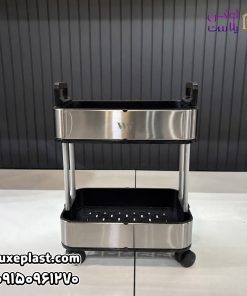 ترولی 2طبقه استیل ws22 نقره ای کد 2788