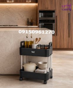 ترولی 2طبقه استیل ws22 مشکی کد 4951 - تصویر 3