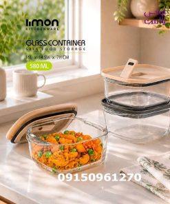 ظرف شیشه مربع 580 میل