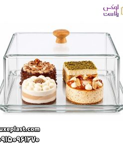 ظرف سرو کیک کف شیشه مربع کد 8792